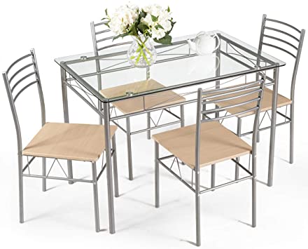 Juego Comedor 4 Sillas Con Vidrio