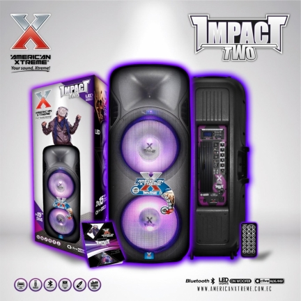 Caja Amplificada  DOBLE 15 75000W C/LUZ LED IMPACT TWO