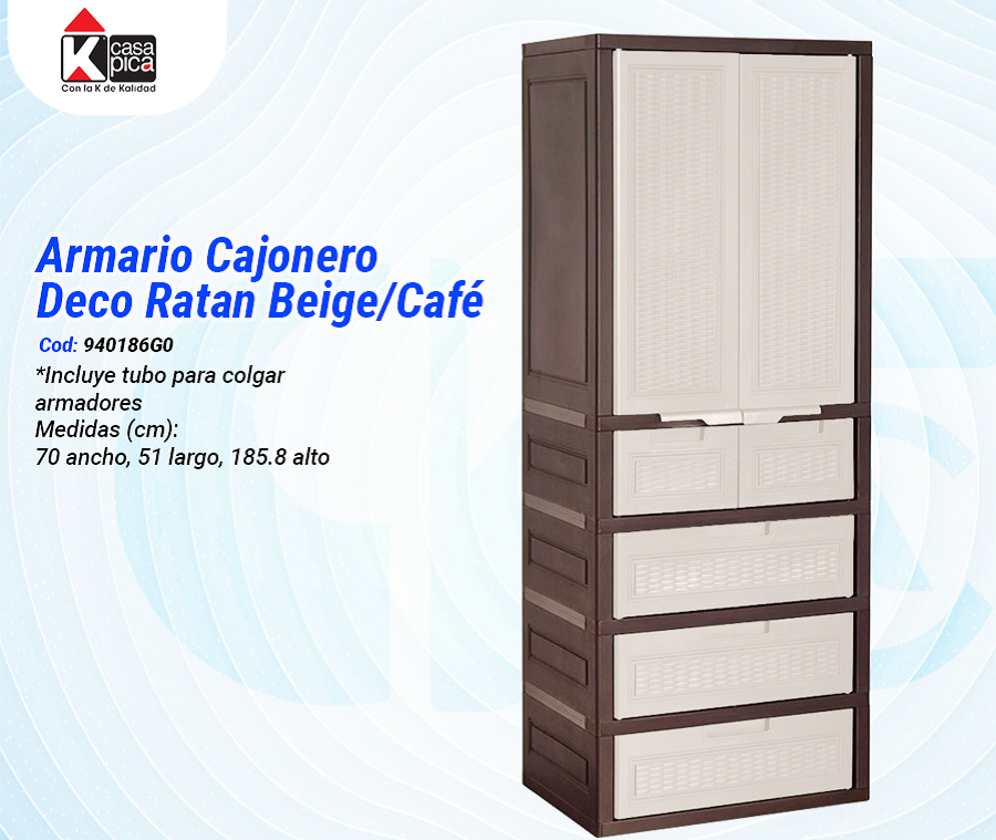 Armario Cajonero Deco Ratán Beige/Café