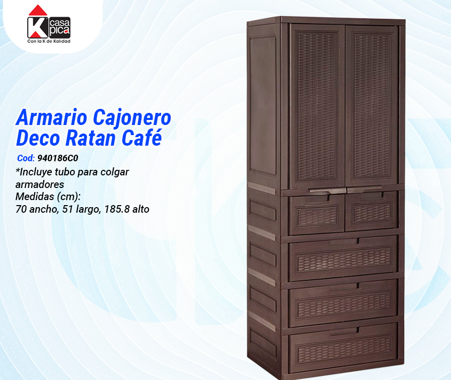 Armario Cajonero Deco Ratán Café