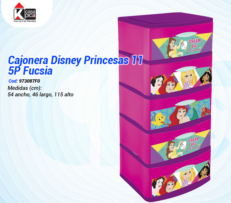 Cajonera Disney Princesas 11 5P Fucsia