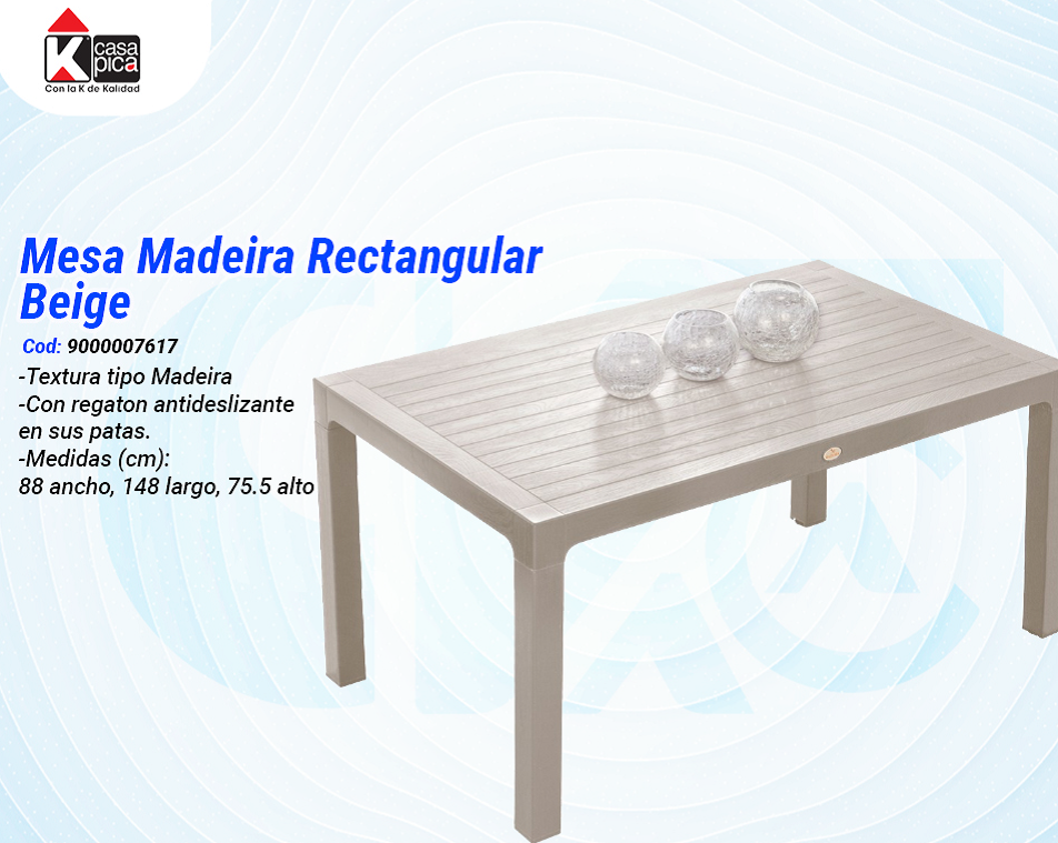 Mesa Madeira Rectangular Beige