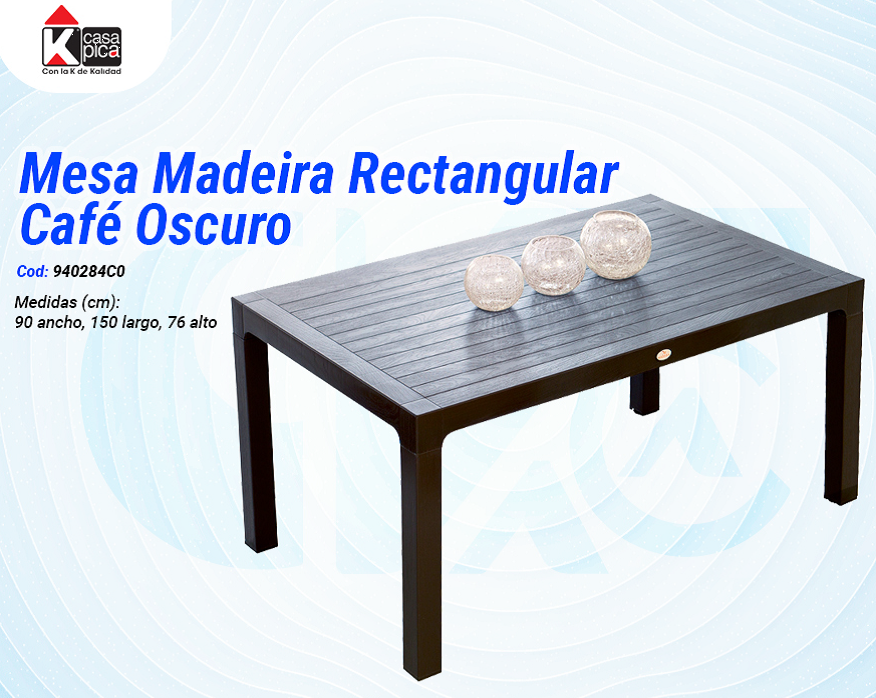 Mesa Madeira Rectangular Café Oscuro