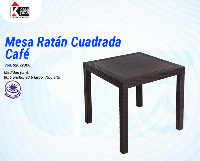 Mesa Ratán Cuadrada Café