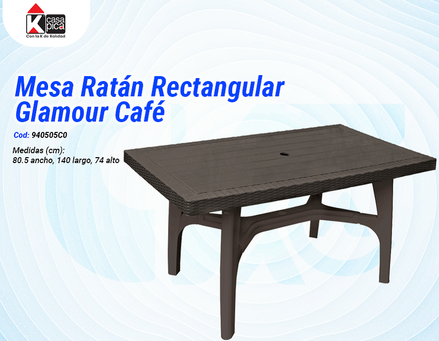 Mesa Ratán Rectangular Glamour Café