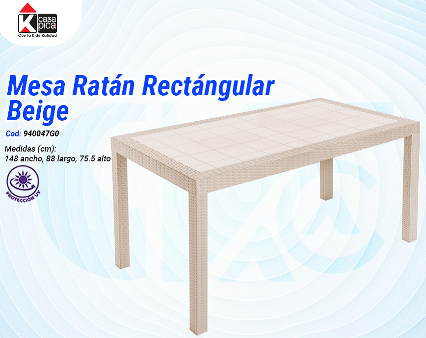 Mesa Ratán Rectangular Beige
