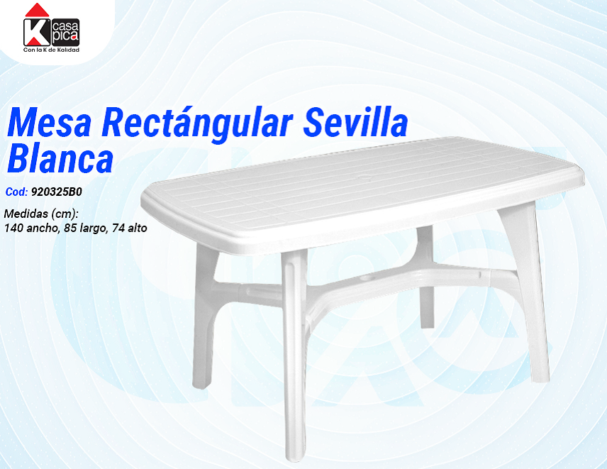 Mesa Rectangular Sevilla Blanca
