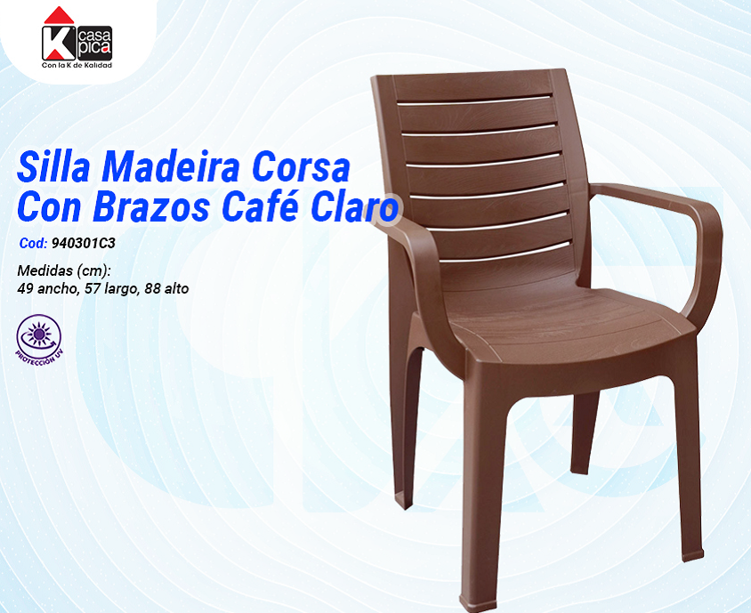 Silla Madeira Corsa Con Brazos Café Claro