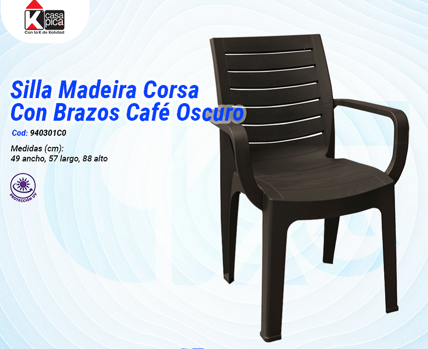 Silla Madeira Corsa Con Brazos Café Oscuro