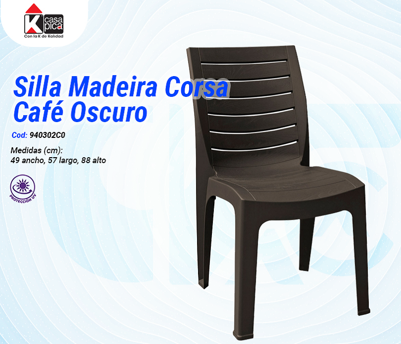 Silla Madeira Corsa Sin Brazos Café Oscuro