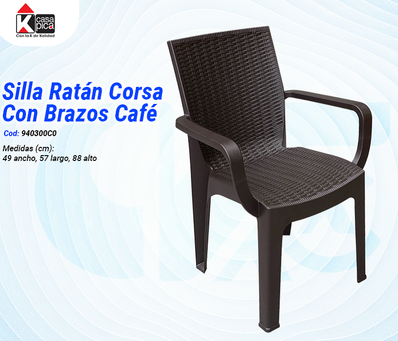 Silla Ratán Corsa Sin Brazos Café