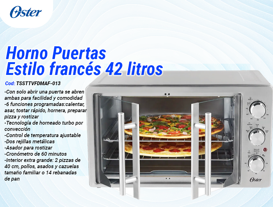 Horno Puertas Estilo Francés 42 Litros