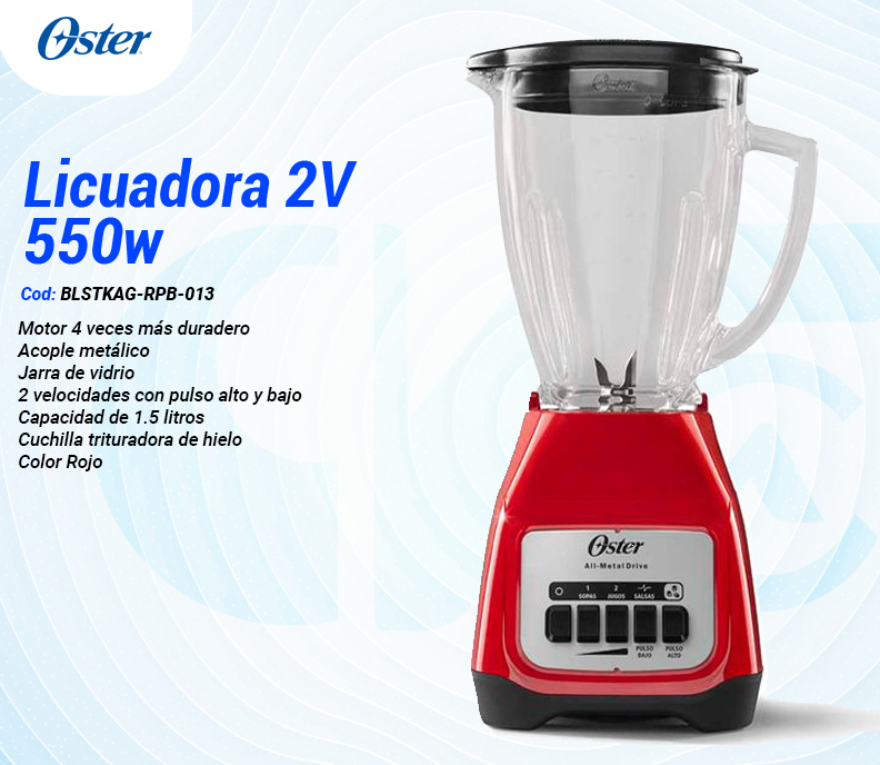 Licuadora 2V 550 W (A pulso)