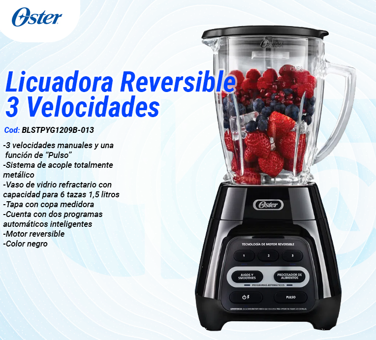 Licuadora Reversible 3 Velocidades