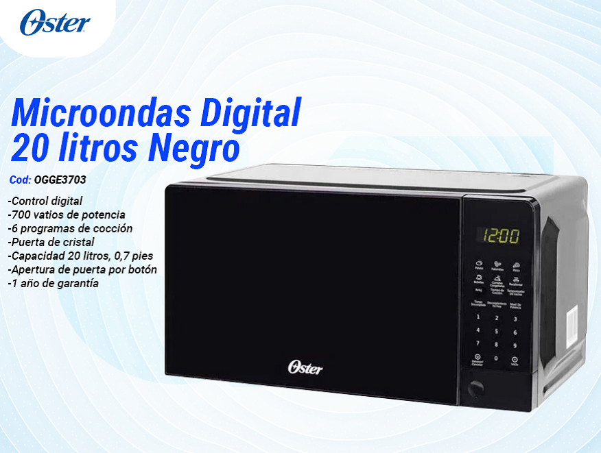 Microondas Digital 20 Litros Negro